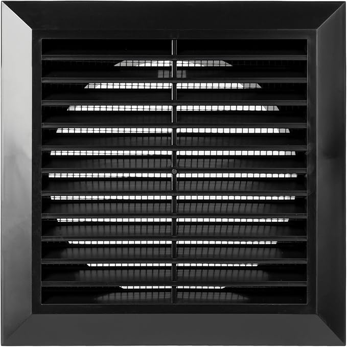 Black 5'' Inch Ventilation Grille - Inside/Outside use - (Flange 4.9''Ø/Cover 6.7''x6.7'') - Air Vent Louver - Exhaust Hood - Available 3 Sizes / 4 Colors.