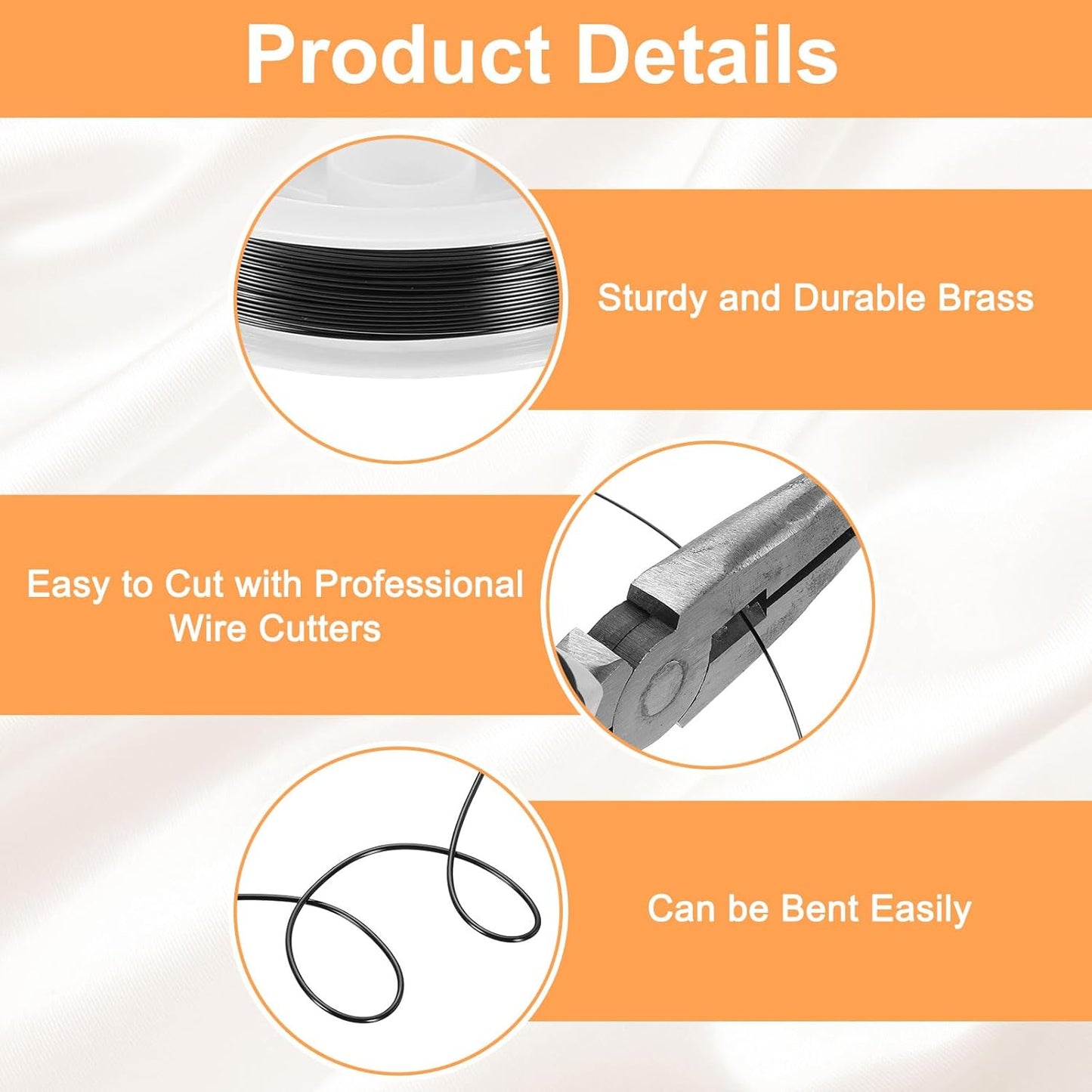 HARFINGTON 30ft Jewelry Wire, 26 Gauge (0.4mm) Brass Craft Soft Metal Tarnish Resistant Copper Beading Wire for Jewelry Making Supplies Crafting, Black