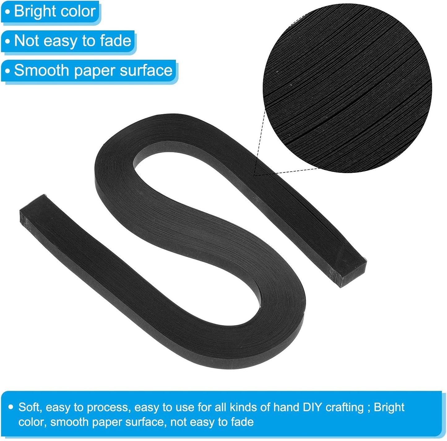 PATIKIL 360pcs Quilling Paper Strips Paper Flowers Quilling Kits 3/8"(10mm) Origami Paper for Adults Beginner Art Craft, 21"(54cm) Black