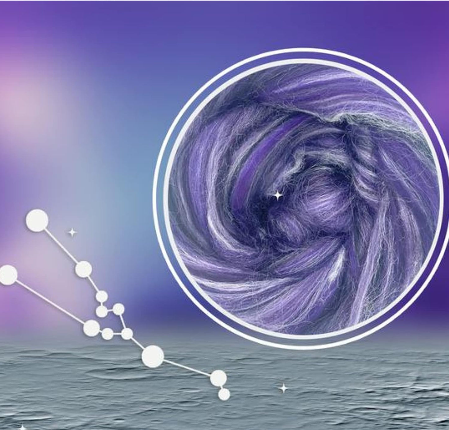 Revolution Fibers – Constellation Range Roving (8 Ounces) | Multicolored Tonal Blend of 70% Dyed Merino and 30% Tussah Silk Combed Top | Soft Fiber for Felting, Spinning, Knitting (Taurus Purple)