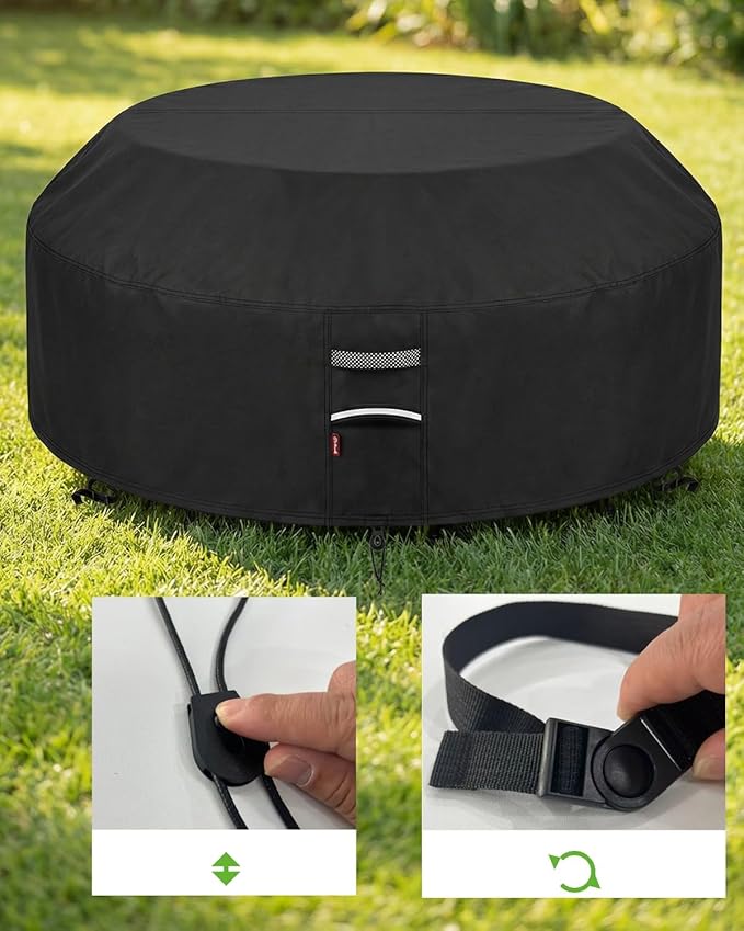 90"D Outdoor Patio Furniture Covers Waterproof Picnic Table Cover Round Patio Table Cover Fits 8-Sided Octagon Tables 420D Material