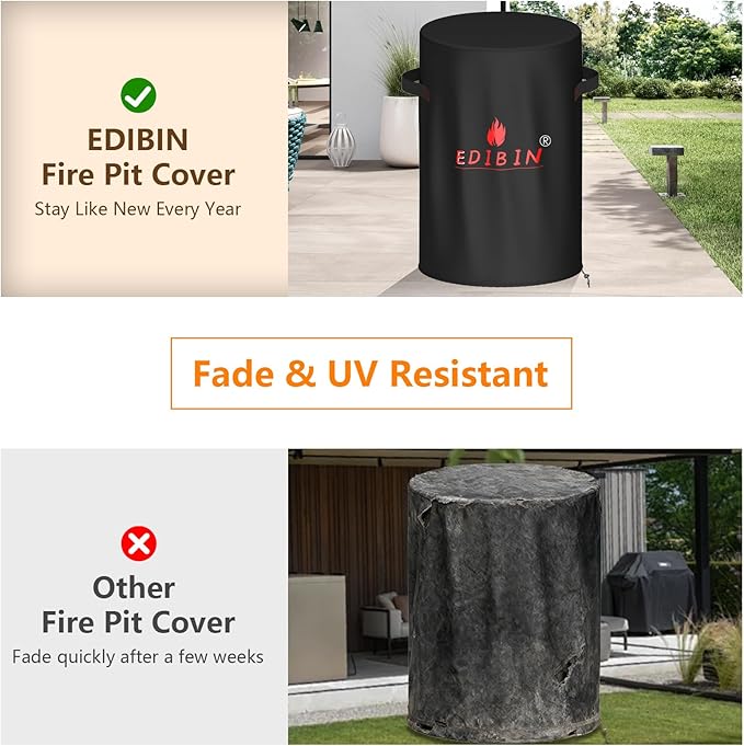 Fire Pit Cover for Bali Outdoors 23 Inch Cylinder Firepit,24" D X 27" H Waterproof Cover Compatible with Bali Outdoors 23 inch Outdoor Fire Pit Round