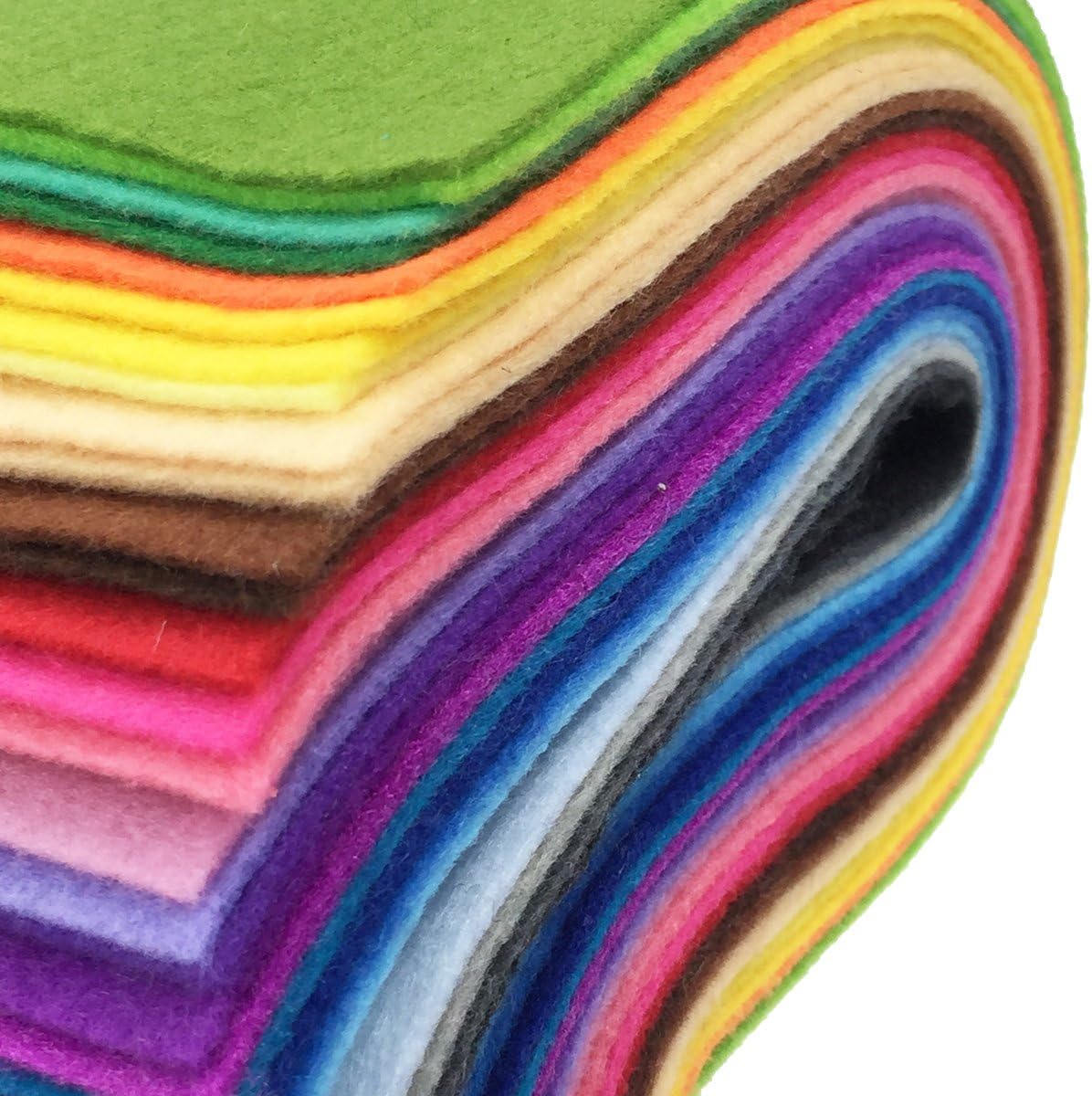 flic-flac 28pcs 8 x 8 inches (20cmx20cm) 1.4mm Thick Soft Felt Fabric Sheet Assorted Color Felt Pack DIY Craft Sewing Squares Nonwoven Patchwork