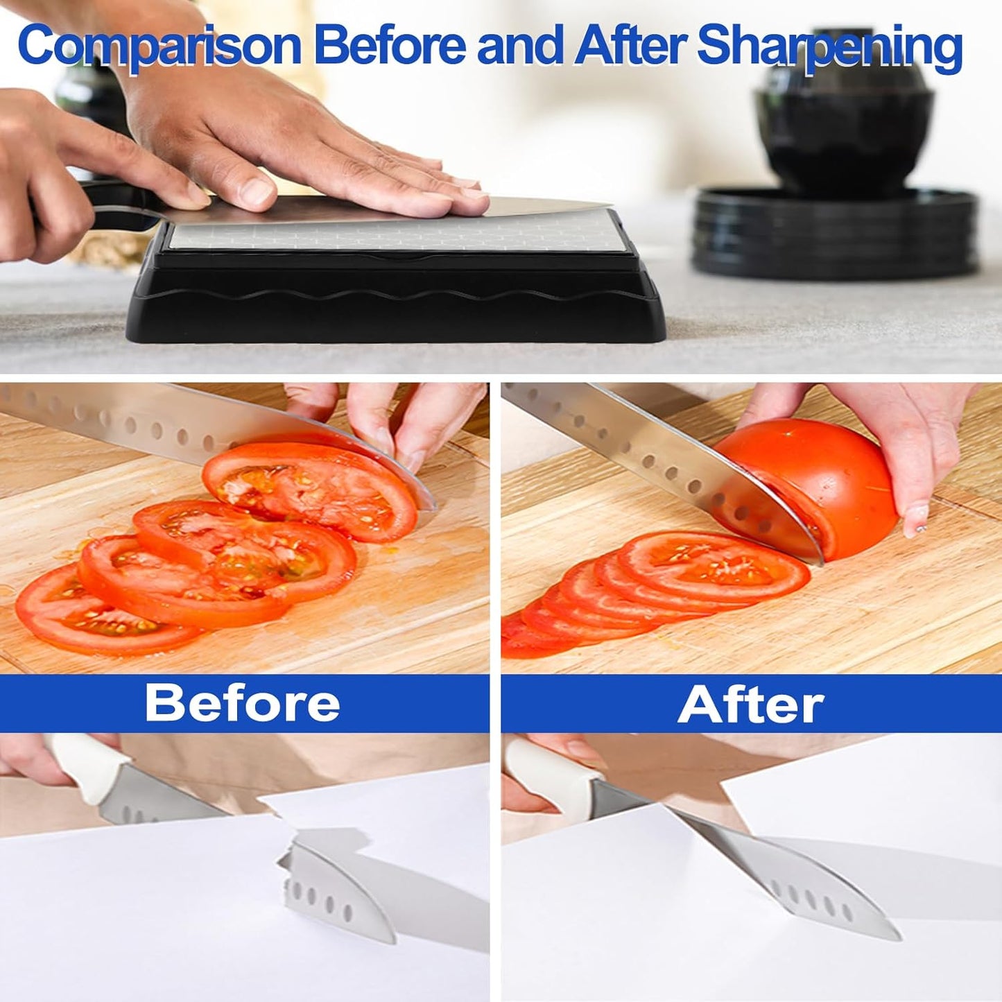 Double-sided Diamond Sharpening Stone,Knife Sharpening Stone with Extra Fine 1000/Coarse 600 Grit Diamond Plate, Storage Case with Non-Slip Base & Angle Guide(7 x 3.5 Inch)