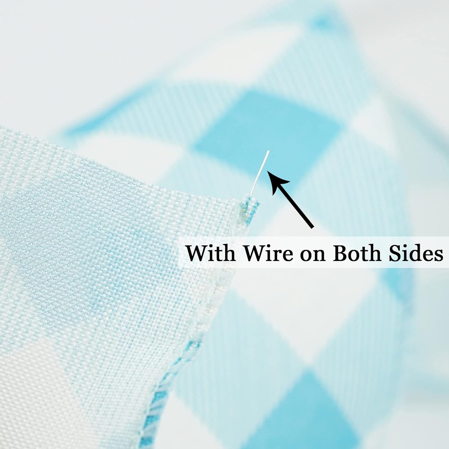 MEEDEE Blue and White Check Ribbon Christmas Wired Ribbon Blue White Burlap Ribbon 2.5 Inch X 10 Yards for Crafts Christmas Tree Decoration Birthday Decor Bows Making Flower Wreath Gift Wrapping