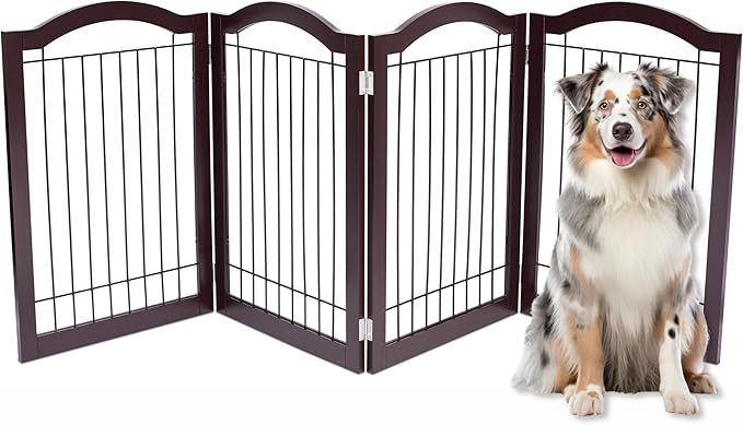 Internet's Best Wire Dog Gate with Arched Top - 4 Panel - 30" Tall - Espresso