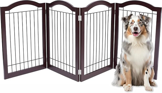 Internet's Best Wire Dog Gate with Arched Top - 4 Panel - 30" Tall - Espresso