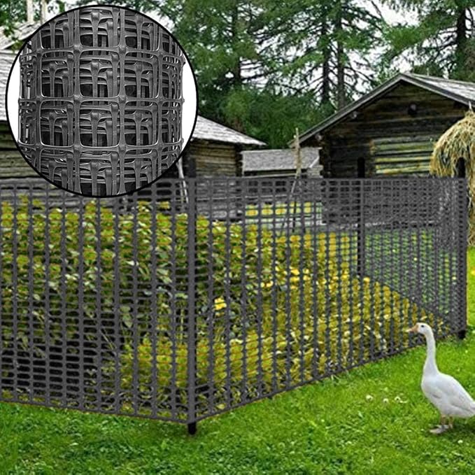 Plastic Fence Animal Barrier,3.3x33ft [Heavy Duty] Outdoor Safety Snow Plastic Fencing Roll Temporary Fence,Reusable Garden Netting for Construction Dog Rabbits Chicken (Black)