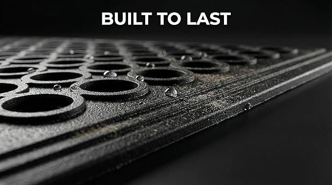 Large Rubber Doormat for Outside - 60 x 35 Heavy Duty Outdoor Drainage Mats with Holes - Waterproof Anti Slip Fatigue Floor Mat for Door, Commercial Kitchen, Pool, Restaurant, Garage, Bar, Entrance