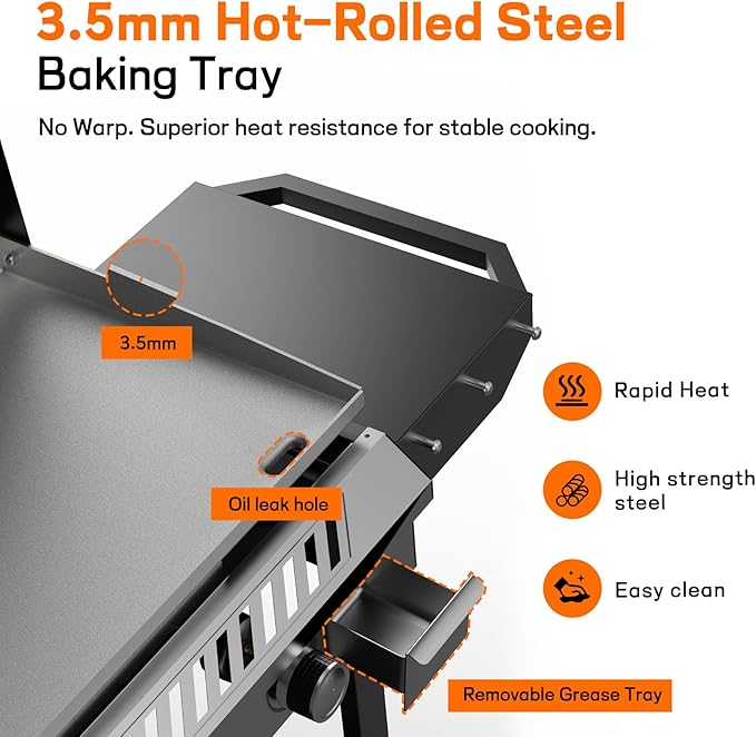 Veralune 3 Burner Propane Stove with Griddle, 225,000 BTU High Pressure Propane Stove with Auto Ignition Button, Outdoor Cooking Stove for Camping, Backyard, Patio, Cooking, BBQ