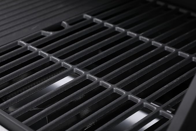 6-Burner Gas Grill with Side Burner, 65850 BTU Outdoor BBQ Grill, 620 sq in Cooking Area with Cast Iron Grates, Enameled Steel Lid & Built-in Thermometer for Patio, Garden, Family Gatherings