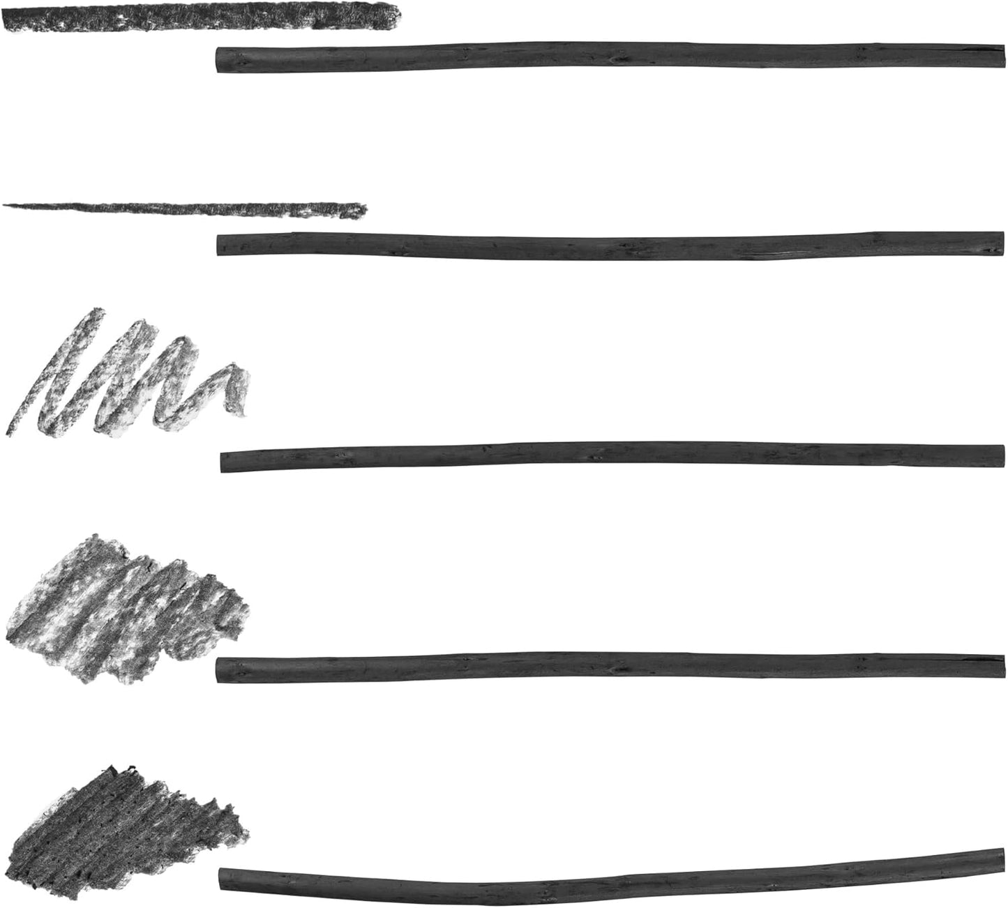 Pacific Arc Artist Vine Charcoal, Medium, Black 4 Charcoal Sticks for Drawing, Sketching, and Fine Art