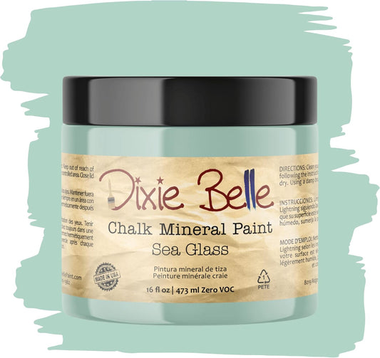 Dixie Belle Paint Company Chalk Finish Furniture Paint - Sea Glass (16oz) - Matte Pastel Blue/Green Chic Chalk Mineral DIY Furniture Paint