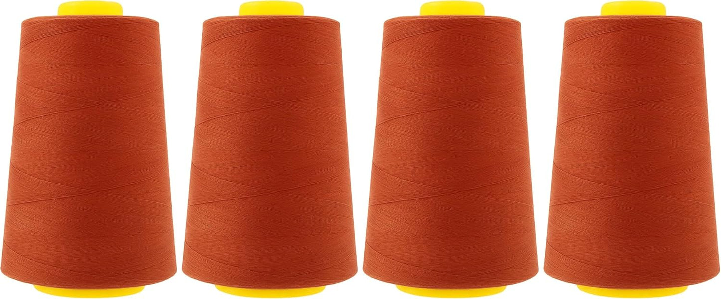 Mandala Crafts 4 Pack of Serger Threads Cones Spools - 40S/2 24000 Yards Polyester Terracotta Threads for Sergers Machine and Overlock Quilting Sewing Machine