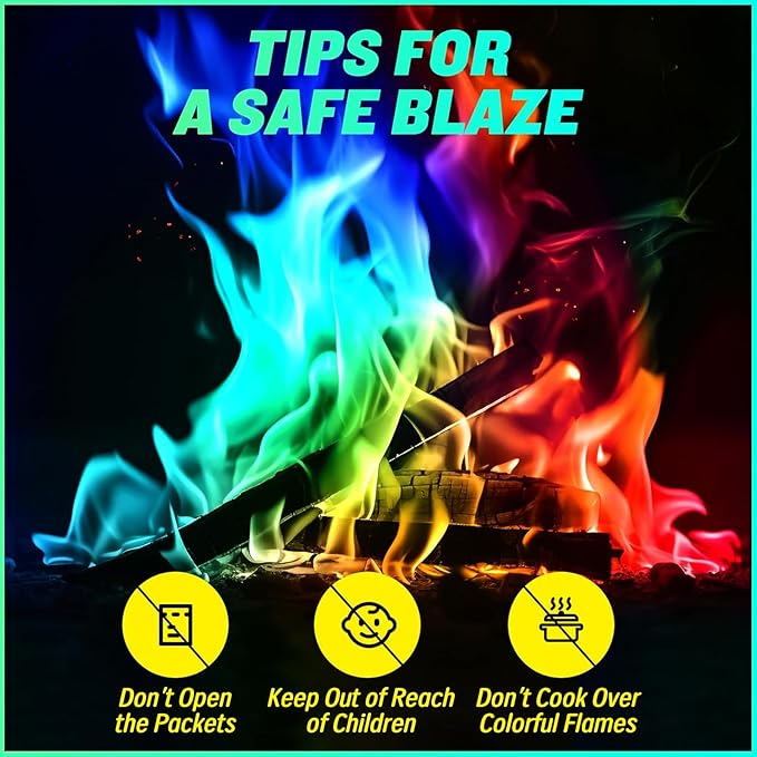 Fire Color Changing Packets for Campfire, Bonfire & Outdoor Fireplaces - Magical Color Flame Packets