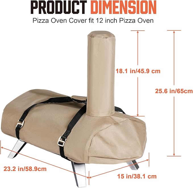 BIG HORN OUTDOORS 12Inch Pizza Oven Cover, Heavy Duty Waterproof and Weather Resistant Oxford Fabric Covers