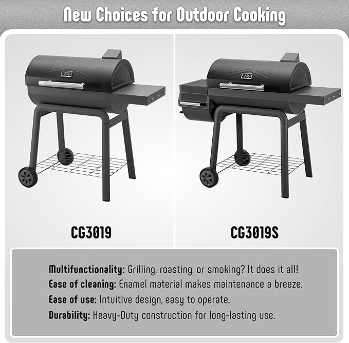 BBQ Charcoal Grill with Side Table, 30-In Heavy Duty Outdoor BBQ Grill with 647 Sq. In Cooking Area for Outdoor Barbecue in Backyard, Patio and Parties, Black