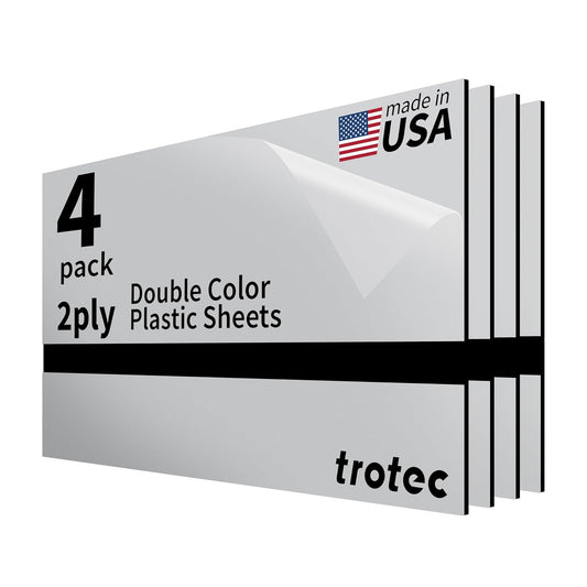 Trotec | Metallic Looking Acrylic Sheet | 12"x24"x1/16, 4 Pcs | Smooth Silver/Black | Metallic Finish - Scratch Resistant for Laser Engraving & Cutting,Printing,Glowforge,Name Plate | USA Made