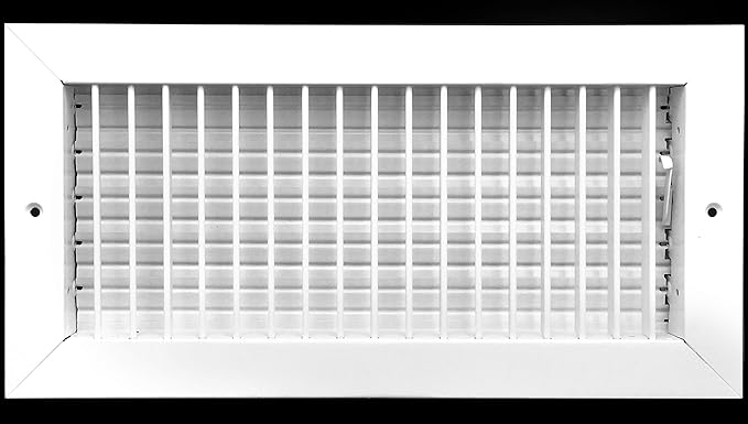 14"w X 6"h Adjustable AIR Supply Diffuser - HVAC Vent Cover Sidewall or Ceiling - Grille Register - High Airflow - White [Outer Dimensions: 15.75"w X 7.75"h]