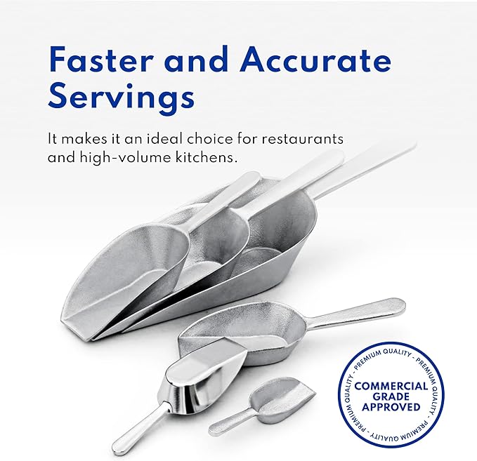New Star Foodservice 34622 Cast Aluminum Flat Bottom Utility Scoop, 1oz, Extra Small Size, Silver (Hand Wash Only)