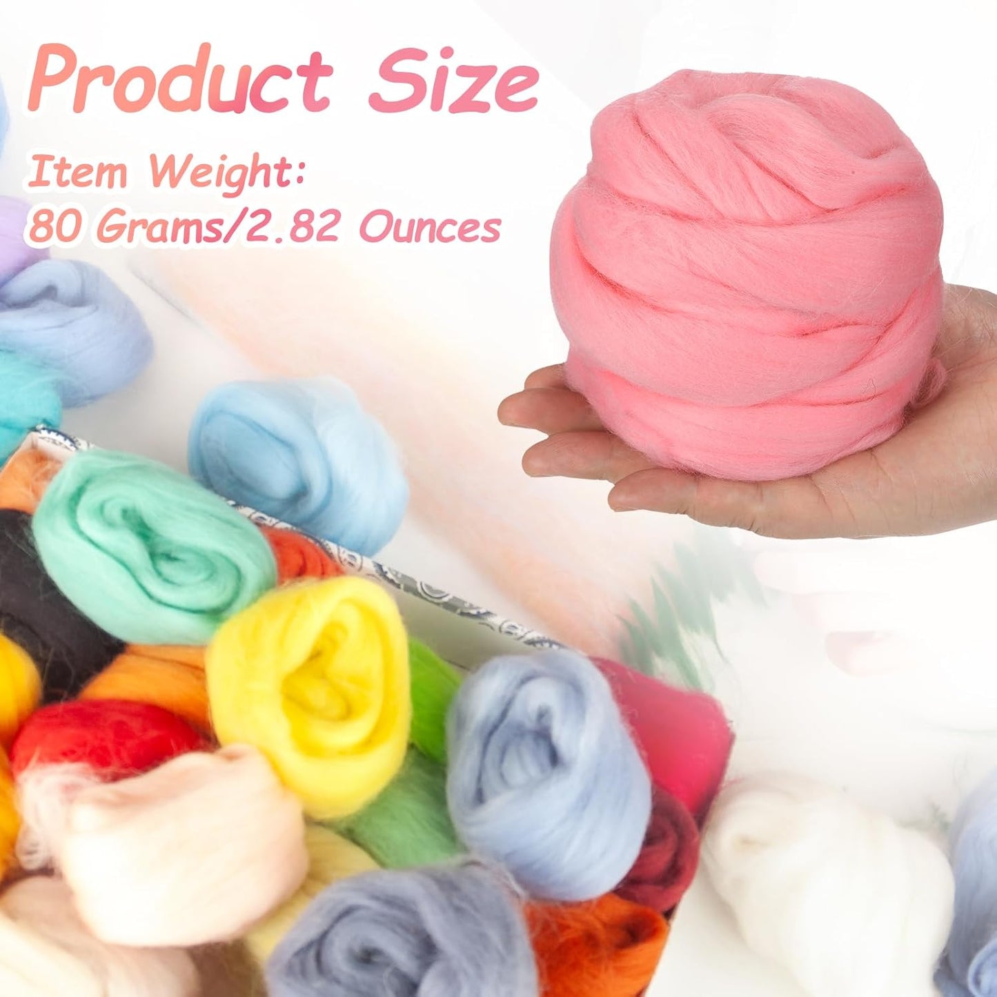 PATIKIL Wool Roving Yarn, 80G/2.82OZ Soft Felting Wool Pure Chunky Roving Yarn Bulk for Needle Felting Knitting Blanket Spinning Weaving DIY Craft, Dark Pink