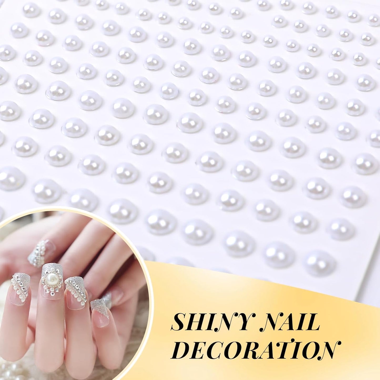 Pearl Stickers Self Adhesive Hair Pearls Gem White Jewel Sticker for Making Hair Decor Face,Body, Nail, Phone Art Craft Scrapbooking Embellishments Assorted Size 3mm/4mm/5mm/6mm (660)