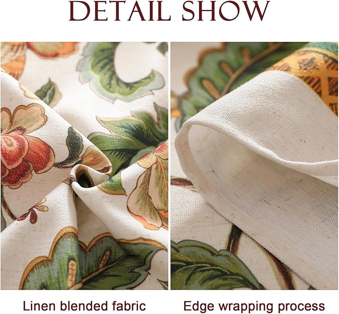 patdrea Designer Vintage Linen Rectangle Tablecloth,Provencal Rustic Floral Pattern Tablecloths,Decorative Table Cover Cloth for Kitchen,Dining Room,Tea Party,Home,Christmas,67"*118"