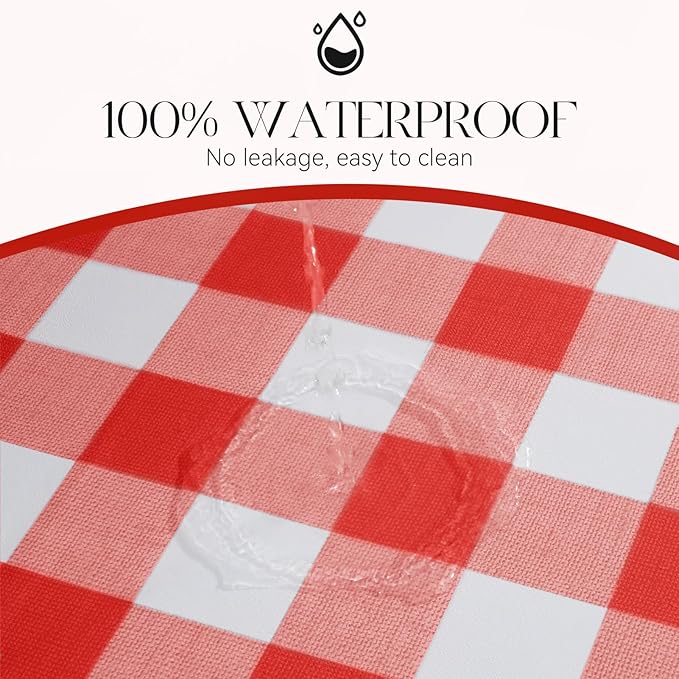 MOSAYT Rectangle Vinyl Tablecloth, 100% Waterproof Buffalo Gingham Plastic Table Cloth, Heavy Duty Wipeable Table Covers for Picnic, Outdoor, Camping - 54 x 108, Red