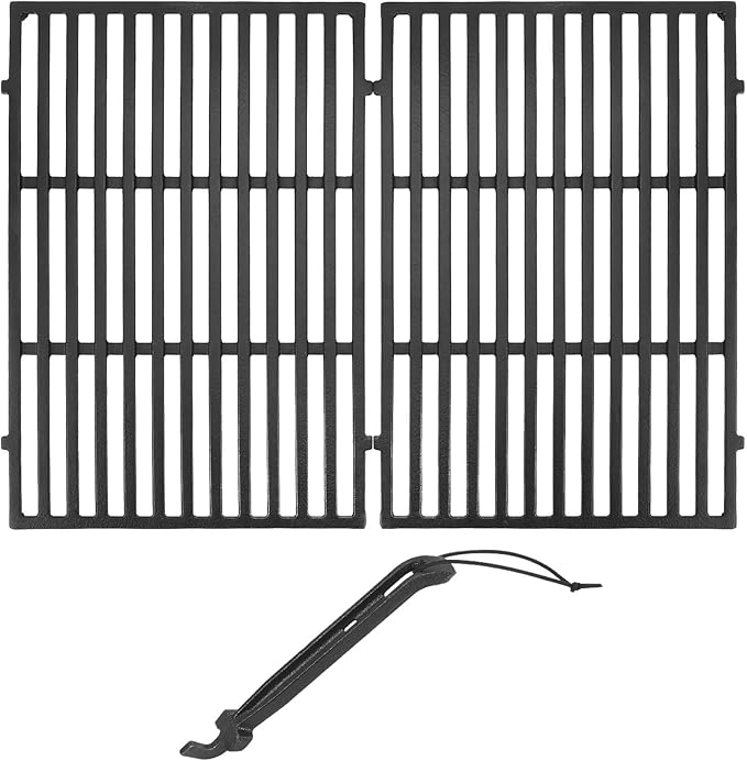GasSaf 19.5" Grill Grates and Cooking Grate Lifter for Weber Genesis 300, Replacement Parts for Genesis E310 E320 E330 EP310 EP320 EP330 S310 S320 S330 Grills, Cast Iron BBQ Parts for Weber 7524 7528