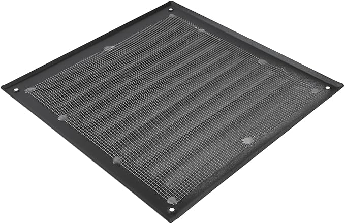 Square Ventilation Grille / 8" x 8" Inch Inside Measurement/Black Metal Air Vent Louver - Inside/Outside use - / 10" x 10" Inch Outer Measurement