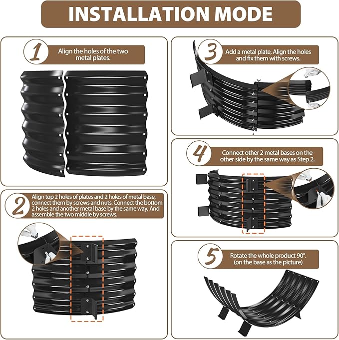 40 inch Diameter Sector Firewood Rack Storage -0.8MM Thick Galvanized Steel with Wave Pattern & 4 Stable Feet, Black Coated for Indoor/Outdoor Wood Storage (3.3FT Diameter)