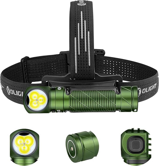 OLIGHT Perun 3 Rechargeable Headlamp Flashlight, 3000 Lumens LED Headlight with Red Light, Waterproof Head Lamp with Headband for Outdoor Camping, Hiking, Working (OD Green)