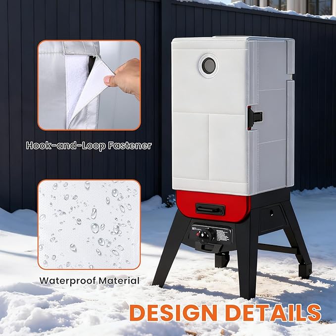Hisencn Grill Insulation Blanket for Pit Boss PBV3G1 Vertical Smoker, Heat Retention BBQ Smoker Cover for Pit Boss 3 Series Gas Smoker PBV3G1, Fiberglass Thermal Insulated Blanket for Winter Cooking
