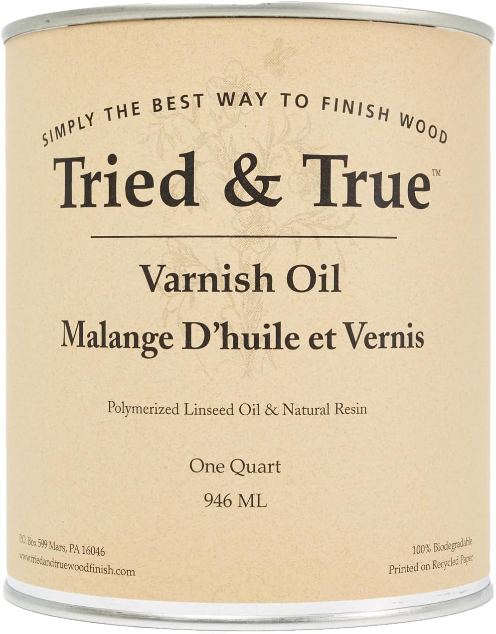 Tried & True Superior Varnish Oil Wood Finish, Quart - Natural Pine Resin & Linseed Oil, Ideal for Interior Furniture, Tables, Countertops - Non-Toxic, Scratch Resistant & Durable