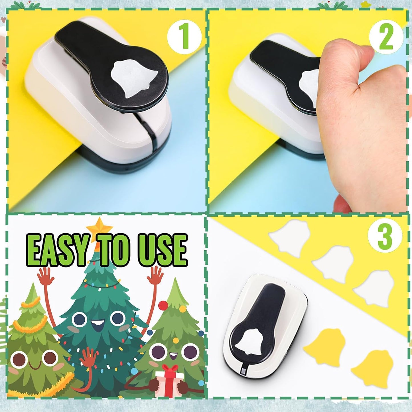 Christmas Punch 1 inch, Bell Punch for Paper Crafting, Bell Shape Hole Puncher for Crafts, Paper Punches for Christmas, Crafts Puncher for Handmade Scrapbook Cards