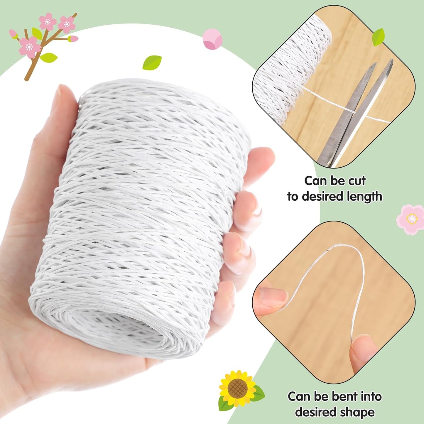 Syhood Floral Vine Bind Wire Rustic Wrapping Wire for Flower Bouquets(White)