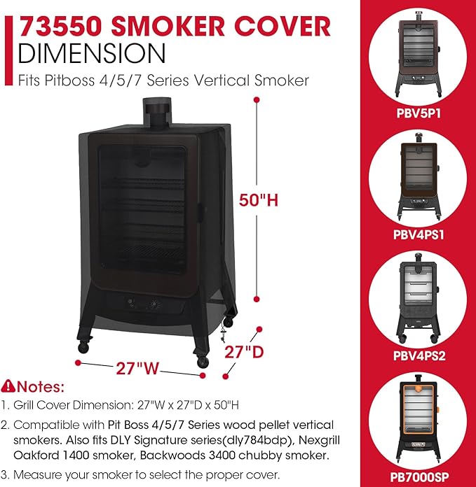 Unicook Vertical Smoker Cover Compatible with Pit Boss 4, 5, 7 Series, Wood Pellet Grill Cover for Outside, Outdoor Waterproof BBQ Protector, Compared to Pit Boss 73550