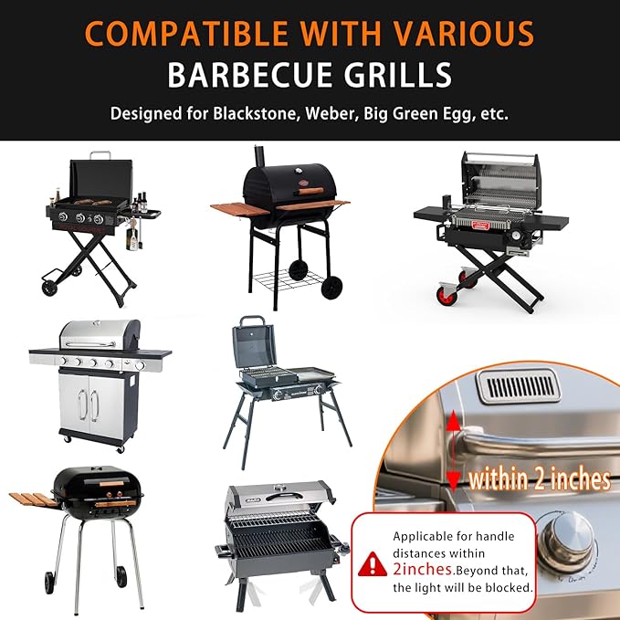 BBQ Grill Light for Blackstone Weber Griddle, Rechargeable BBQ Grill Lights for Outdoor Grill Accessories, Auto On/Off 360° Rotation Grill Lights, LED Grill Lights for Outdoor, Care Gifts for Men