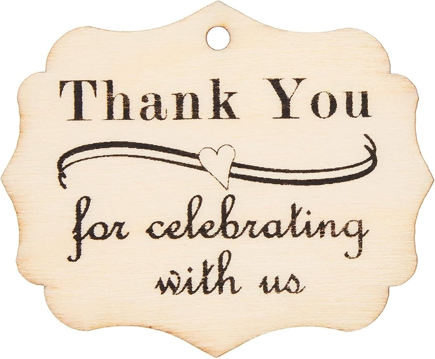 Juvale Wooden Thank You Tags - 101-Piece Set, Wood Rectangular 1.8 x 2.3 in - Wedding & Baby Shower Favor Tags with Twine - Rustic Party Favor Labels for Crafts