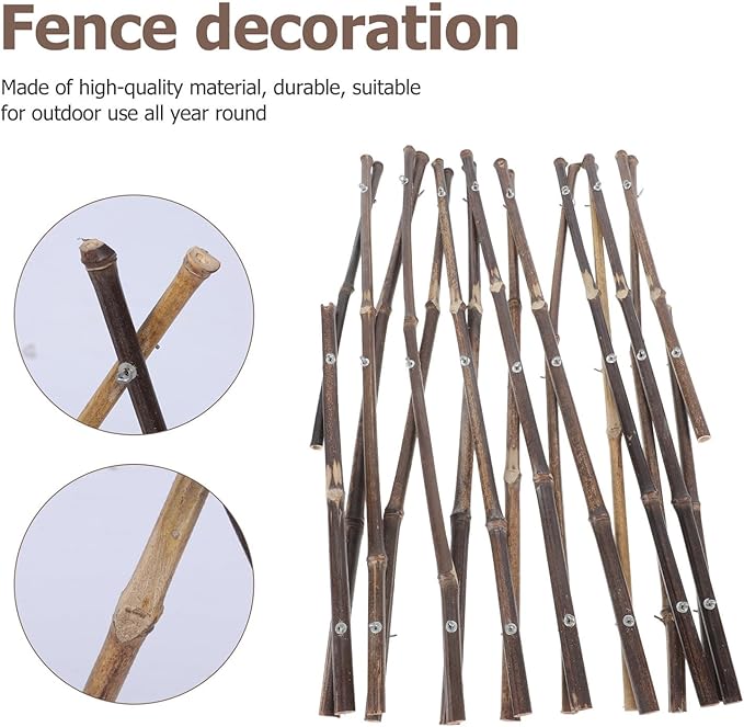 Toyvian Stretchable Garden Fence Natural Reed Decorative Partition for Outdoor Patio Landscaping Pastoral Privacy Barrier for Courtyard and Driveway