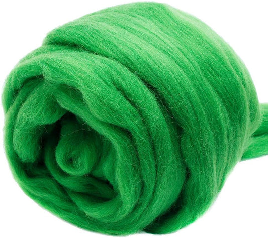 3.53oz Wool Roving Yarn, Wool Felting Supplies, Pure Wools, Chunky Yarn, Spinning Wool Roving for Needle Felting Wet Felting DIY Hand Spinning (Green)