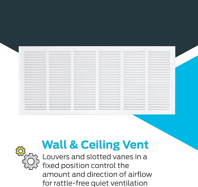 EZ-FLO 30 x 12 Inch White Return Vent Cover for Wall or Ceiling, Solid Steel Grille, HVAC Air Return, 61648 (Pack of 5)