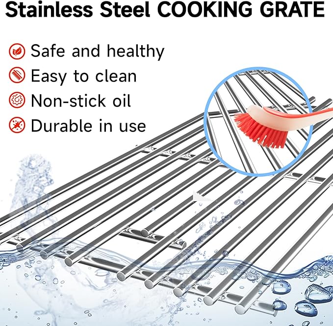15 Inch Stainless Steel Grill Cooking Grid Grate for Weber Old Spirit 200 Series, Spirit E/S 200 & 210 with Side Control Panel, Spirit 500, Genesis Silver A, for Weber 7522 7523 7521 65904 65905