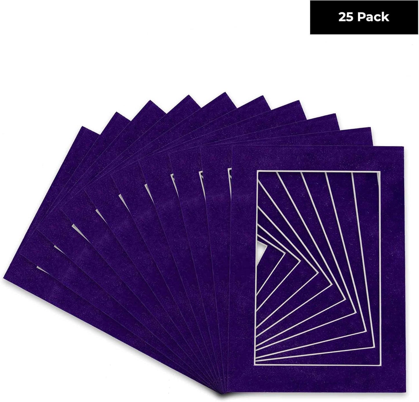 Pack of 25 Acid Free 11x14 Mats Bevel Cut for 8.5x11 Photos - Purple Crocus Suede Precut Matboards For Pictures, Photos, Framing - 4-ply Thickness