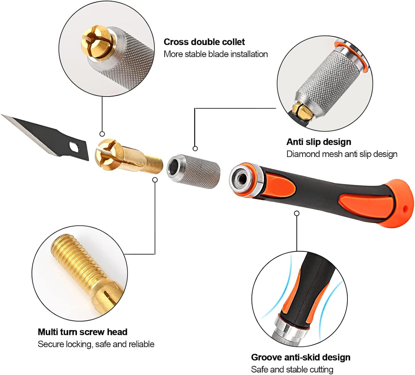 EHDIS Precision Hobby Knife Set Utility Craft Knife Kit with 10PCS Blades for Art, Working-Stencil, Scoring, Scrapbooking, Architecture Modeling, Crafting-Orange