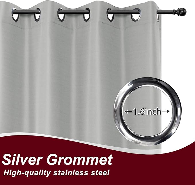 HolidayIdeas Grommet Outdoor Curtains for Patio Waterproof 8 Pcs All Weather Balcony Outside Curtains for Apartments, Gazebo, Pergolas, Porch, 54x120 Inch, Silver Grey