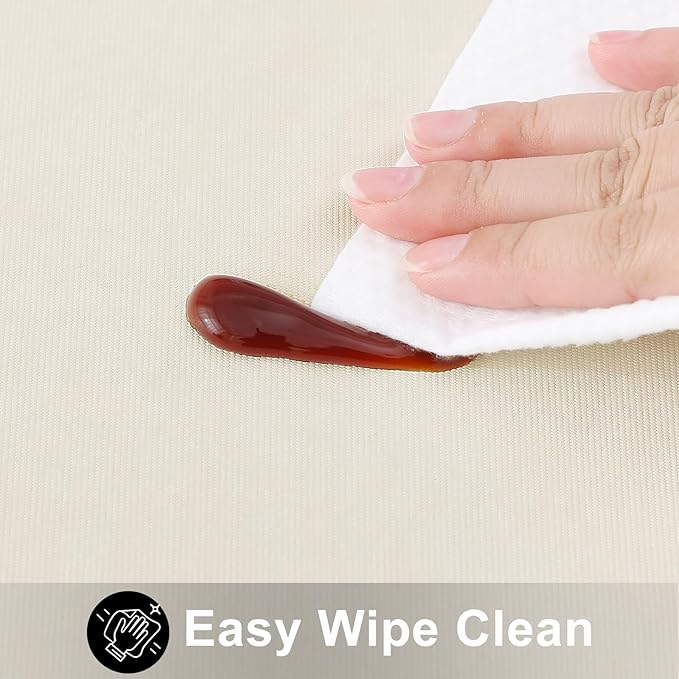 Smiry Rectangle Table Cloth 60x140 Inch, Waterproof Wipeable Vinyl Tablecloths Protector, Oil Spill Proof Plastic Table Cover for Dining, Picnic, Camping, Outdoor, Beige