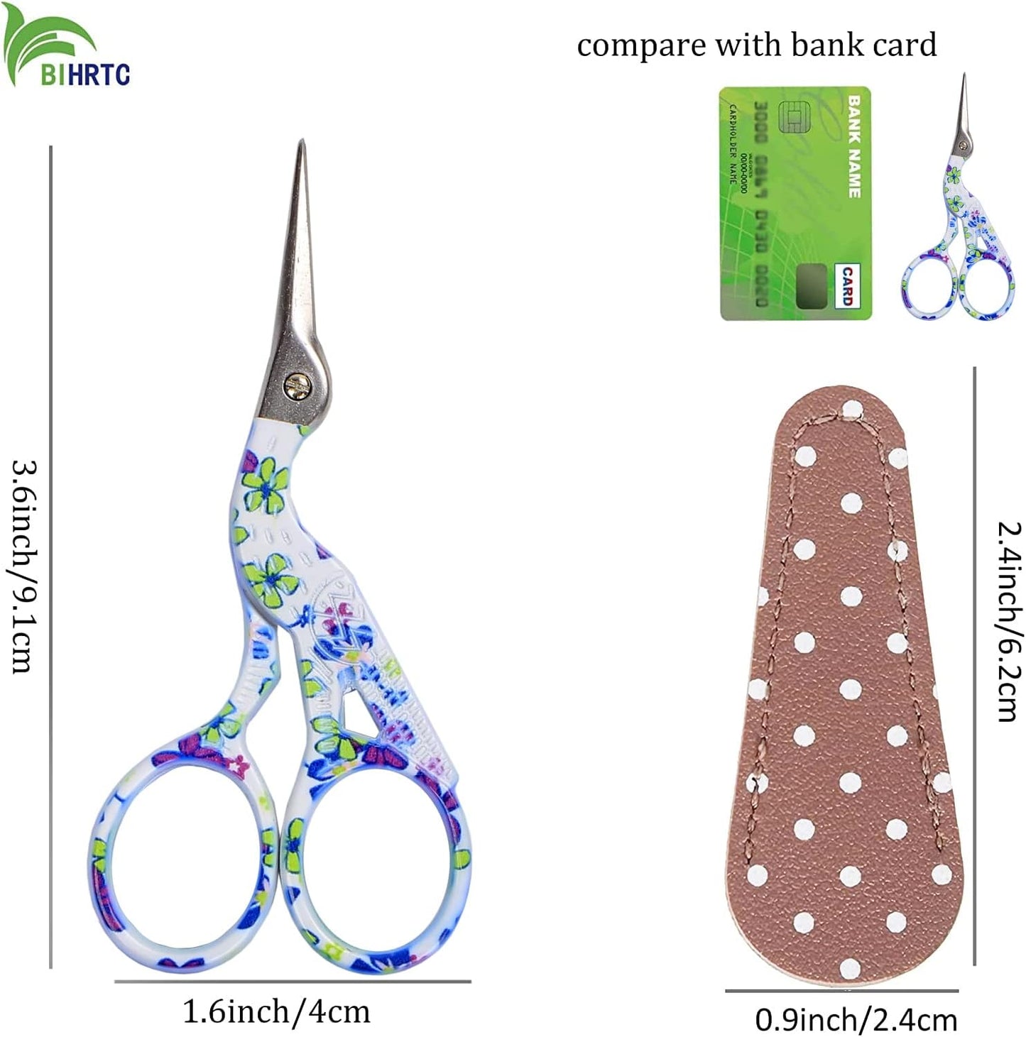 BIHRTC 3.6inch Small Craft Scissors Cross Stitch Knitting Scissors Sharp Stainless Steel Tip for Sewing Threading Crafting Needlework Art DIY Work