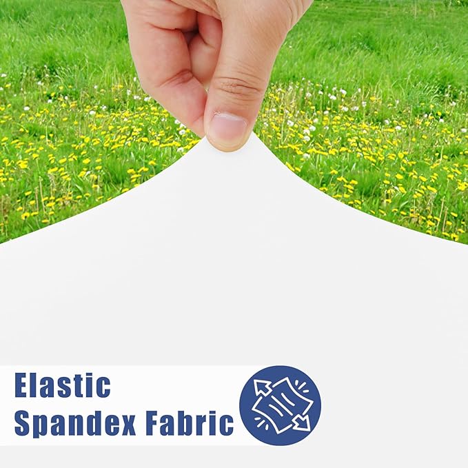Spandex 8 Foot Rectangle Table Cloth 6 Pack, Elastic Fitted Tablecloths for Picnic, Stretch Washable Patio Table Cover for Outdoor, Camping, Banquet and Parties (White, 30"x96")