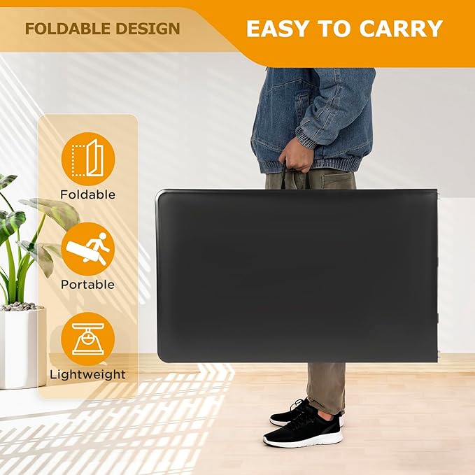 FDW 8FT Folding Table Half Portable Foldable Table Picnic Table for Office Home Camping Party (Black, 8 FT)